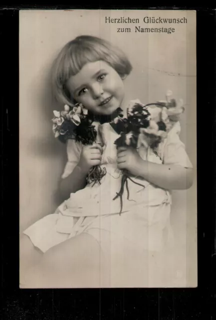 AK Kinder Mädchen mit Blumen, Portrait Foto   Kleinformat