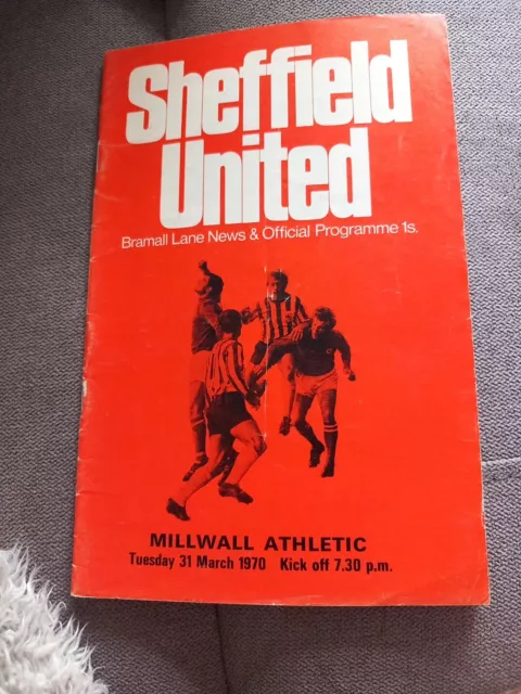 Sheffield United V Millwall (Athletic( Wrongley Named Front And Rear 69-70