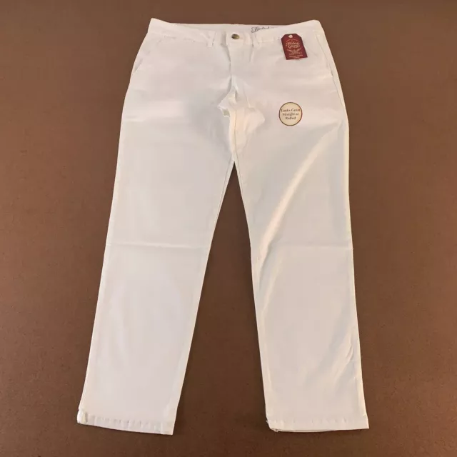 FADED GLORY WOMENS Chino Pants White Pockets Stretch Skinny Ankle
