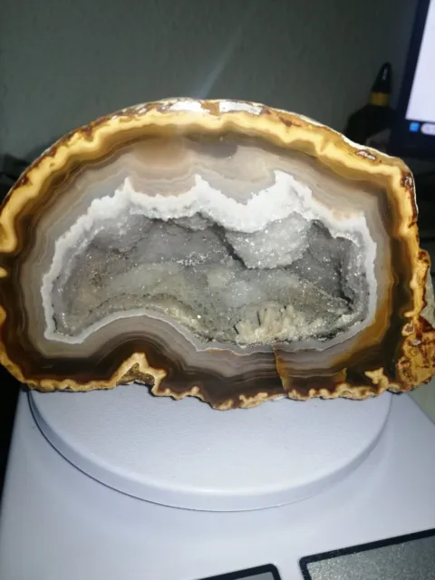 Achat Geode Druse mit Quarz Kristallen 1235 g #Mineral 18