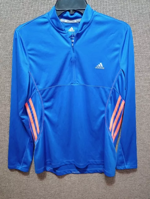 Suéter para correr ADIDAS con media cremallera grande azul y naranja 2