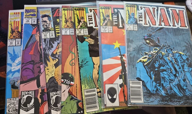 Lot x 7 The 'NAM  Vietnam War 1986-1987 MARVEL Comics The Punisher