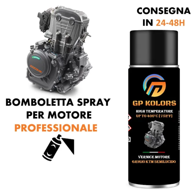 Bomboletta Spray Motore Moto GRIGIO METALLIZZATO KTM SEMILUCIDO Alta Temp 400°C