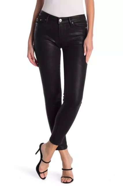 True Religion Women's Halle Mid Rise Coated Black Super Skinny Jeans - 202226