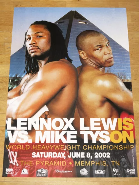 MIKE TYSON vs. LENNOX LEWIS ORIGINAL 2002 FIGHT POSTER / VINTAGE in MINT RAR