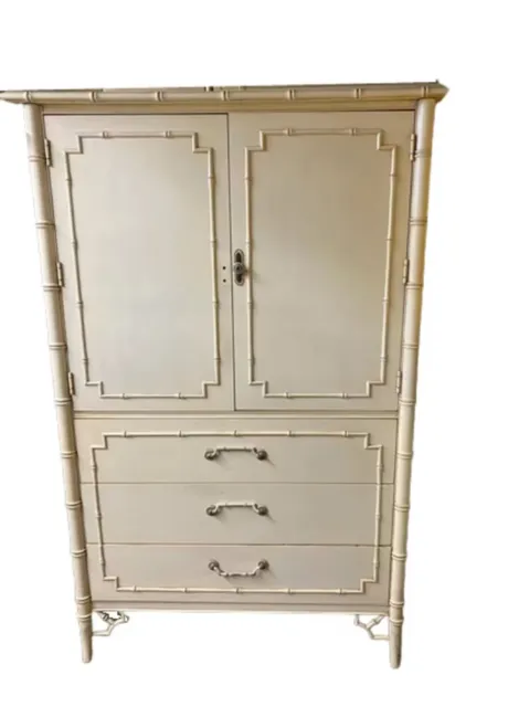 Thomasville Allegro Fretwork Chinese Chippendale Faux Bamboo TV Armoire