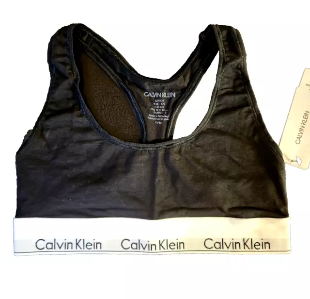 Calvin Klein Modern Cotton Unlined Bralette Bra Size Small F3785 No Wire Black