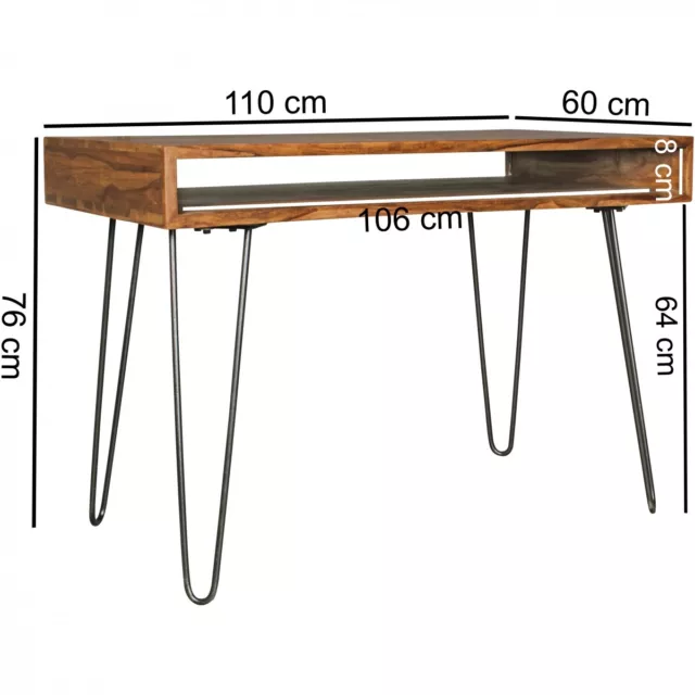 FineBuy Scrivania Retro Piccola Legno Massello Tavolo da Ufficio 110x60x76 cm 3