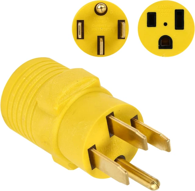 NEMA 14-50P To 6-50R Welder Adapter Connector 50Amp 4 Prong Male Plug To 3 Prong