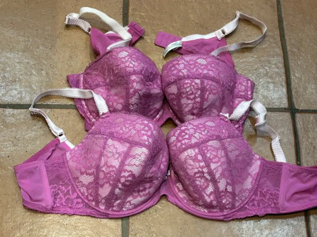 TWO LADIES ANN Summers Pink Lace Patterned Bras Bundle Uk Size