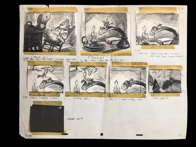 Disney Original Production Storyboards by Bill Peet from Ben and Me 1953.