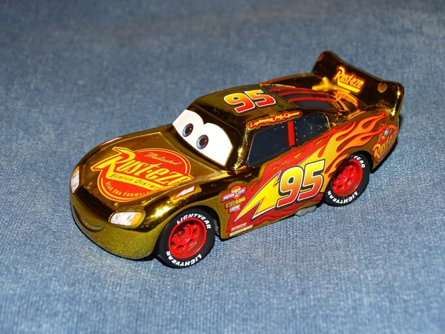 Rare Voiture Custom Disney Pixar Cars Lightning Mcqueen Gold Metallic Finish Or