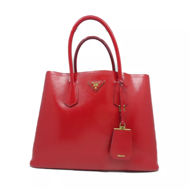 PRADA GHW Handbag Tote Bag BN2756 Saffiano Vernice Leather Red