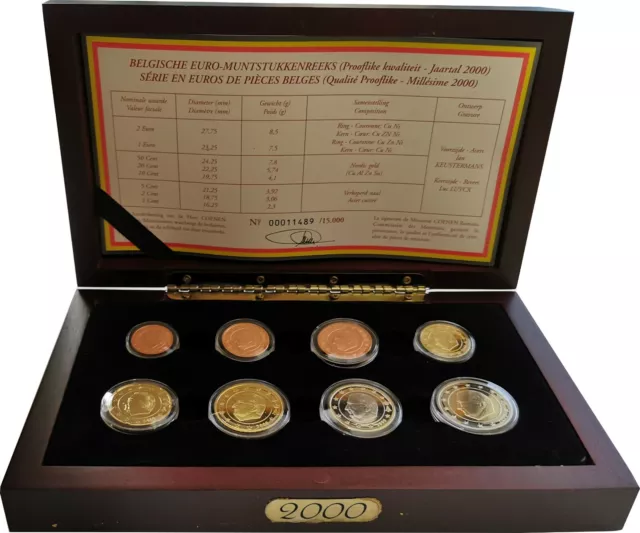 3 x 3,88 Euro Belgien KMS Kursmünzensatz Kursmünzsatz PP 1999 2000 2001 Introset 3