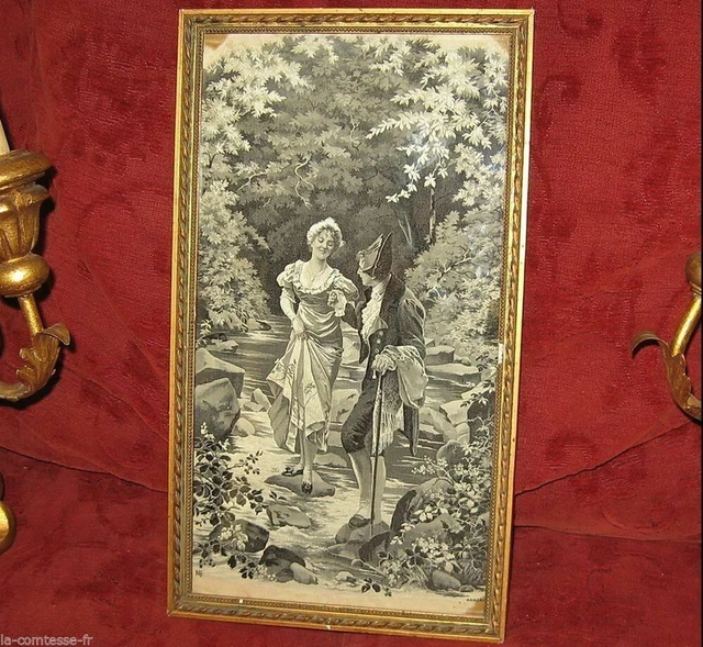 Tableau Ancien En Soie Tissée Neyret Frères Saint-Étienne – XIXe Siècle – Décoration