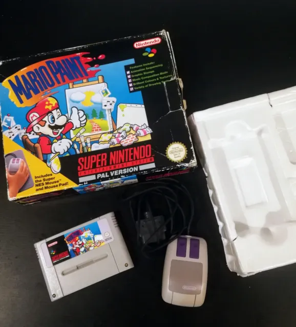 Mario Paint SNES Super Nintendo - Box, Insert, Mouse Boxed - Tested