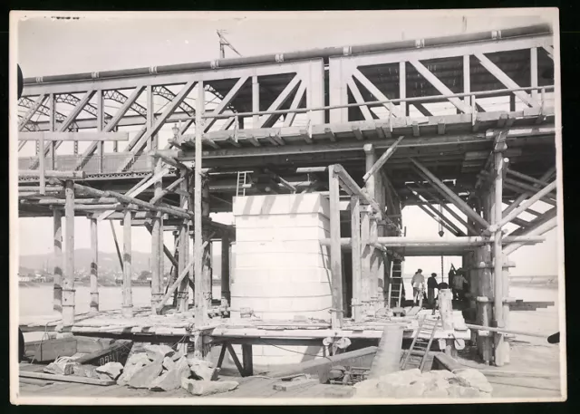 Fotografie Wien-Floridsdorf, Brückenbau Kaiser Franz Joseph Brücke, Brückenpfei