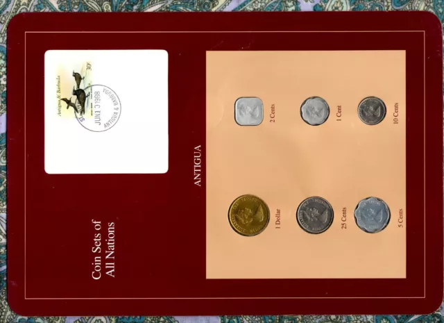 Coin Sets of All Nations Antigua E.C w/card 1981-1989 UNC 25 ct 1986 JUN 10 1988