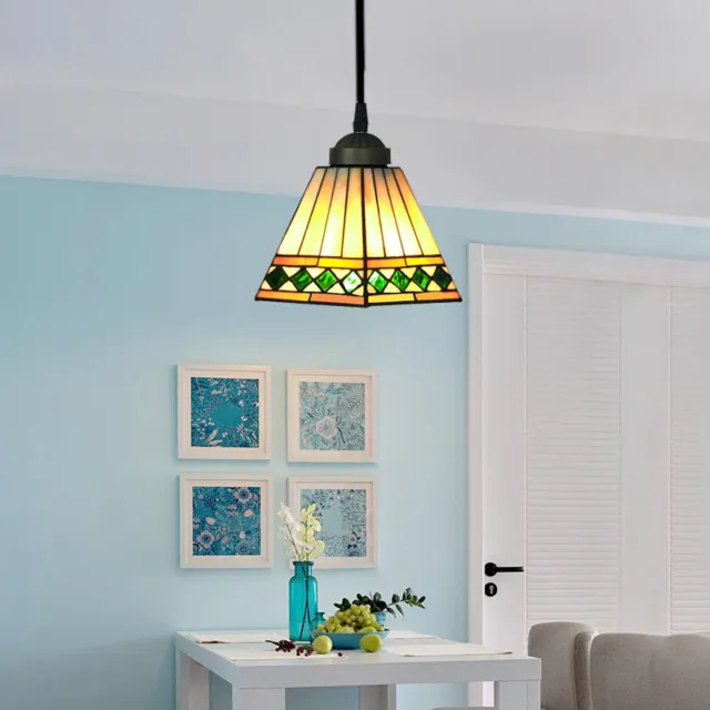Modern Tiffany Style Stained Glass Hanging Pendant Light Hanging for Dining Room