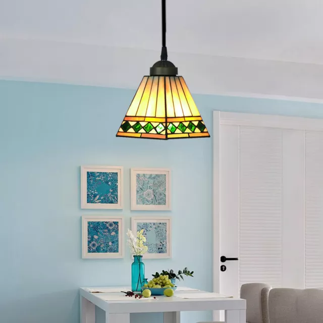 Modern Tiffany Style Stained Glass Hanging Pendant Light Hanging for Dining Room