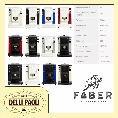 Faber Italia ® Gamma Slot Plast macchina da caffè + 50 cialde - SCEGLI COLORE