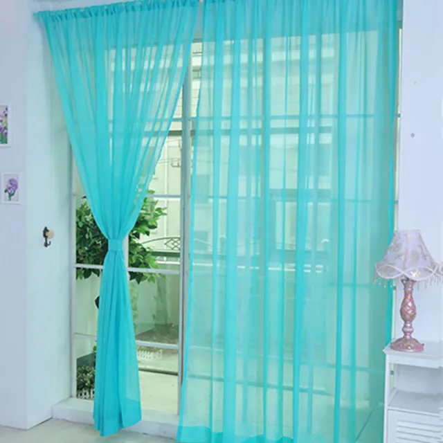 Glass Yarn Sheer Window Valance Curtain Pure Color Bedroom Home Wedding Decor 12