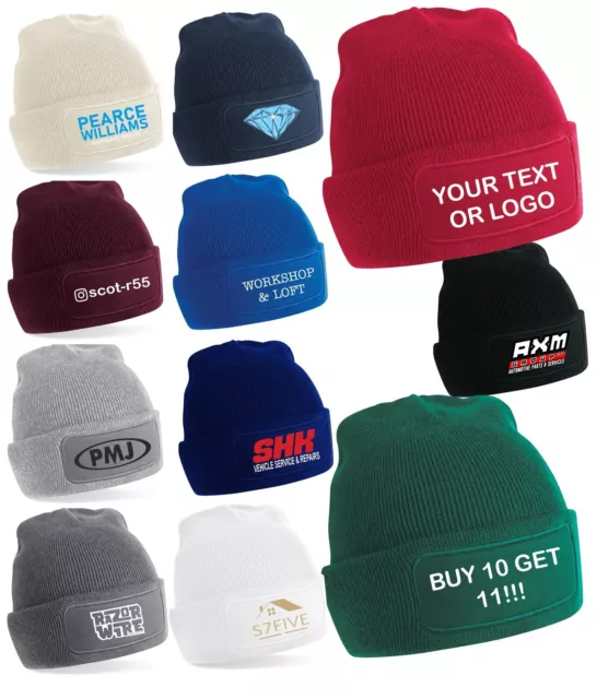 DeMina Custom Printed Personalised Woolly Beanie Hat Headwear Workwear Promotion