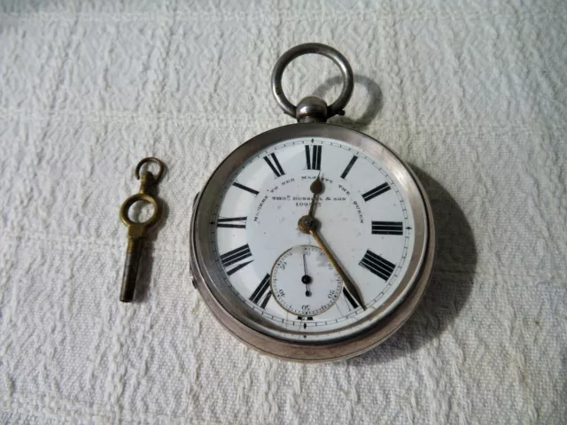 QUALITY HEAVY ANTIQUE SILVER POCKET WATCH, BIRM 1900, THOMAS RUSSELL, 162gs