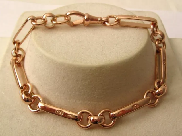 GENUINE SOLID 9K 9ct ROSE GOLD BELCHER ALBERT BRACELET with CLASP