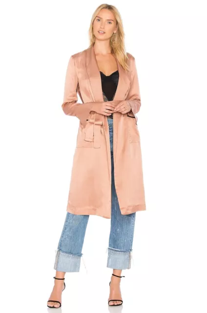 Line + Dot Womens Aida Satin Dust Coat In Blush size M 187295 2