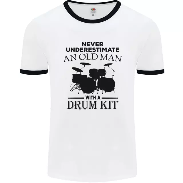 Old Man Drumming Drum Kit Drummer Funny Mens Ringer T-Shirt