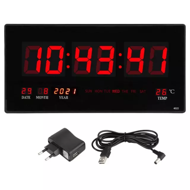 Digital Extra Large Big LED Wall Desk Decor Clock w/ Calendar Temperature New