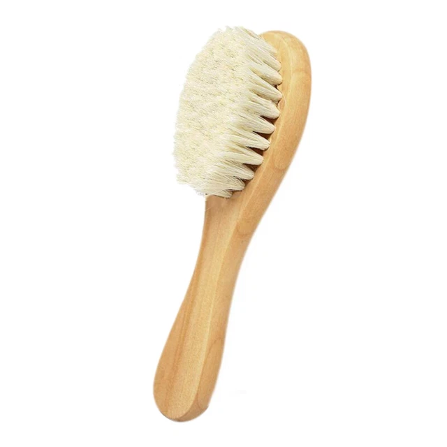 Natural Wooden Handle Soft Press Baby Hairbrush and Super Soft Hair Su Z2F3