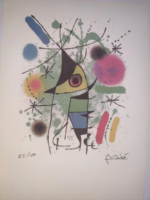 COA Joan Miro Original Vintage Print  Exibition Poster Signed  Litograph