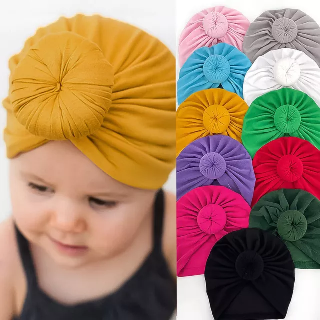 Toddler Turban Hat Ball Knot Head Wrap Beanie Cap Newborn Baby Girls Headband
