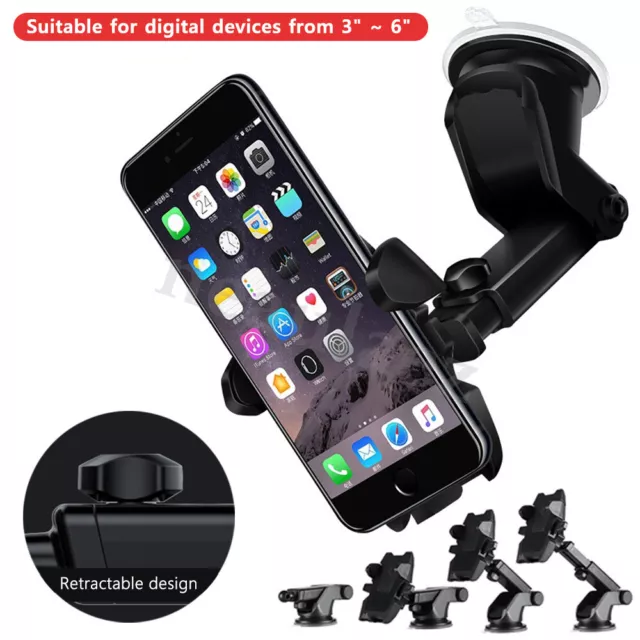 360° Car Phone Holder Windscreen Mount Universal Suction Mount GPS Stand Cradle