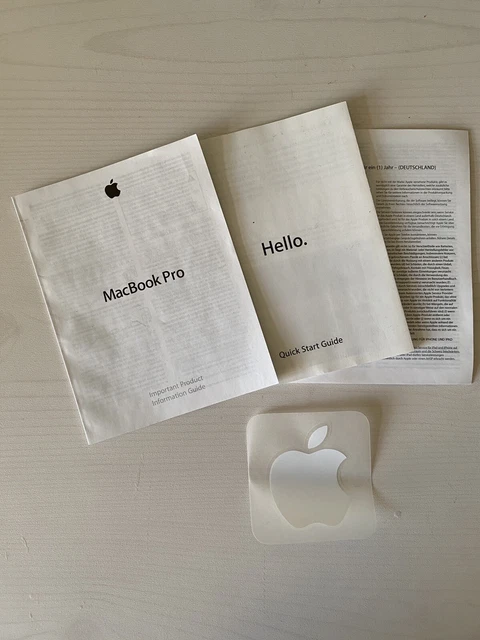 Apple MacBook Pro Booklet Quick Start Guide with Sticker from 2013