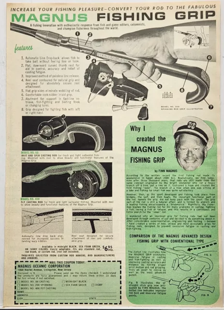 1965 Magnus Oceanic Fishing Spinning Rod Grip Print Ad Livingston New Jersey