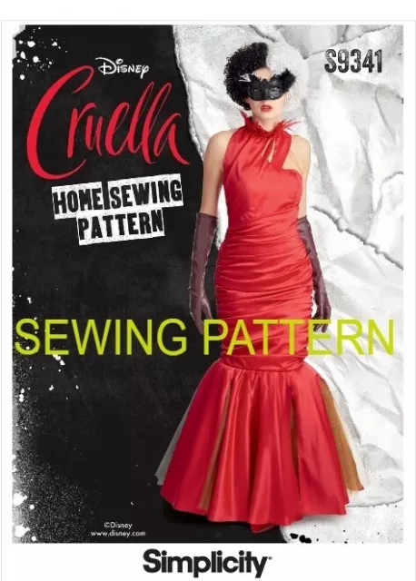 SIMPLICITY 9341 MISSES CRUELLA DRESS Disney Sewing Pattern Sizes 6-14 & 14-22