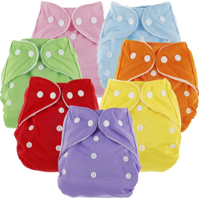 7Pcs Baby Cloth Nappies Reusable Pocket Nappy Washable Adjustable Diapers-Cloth