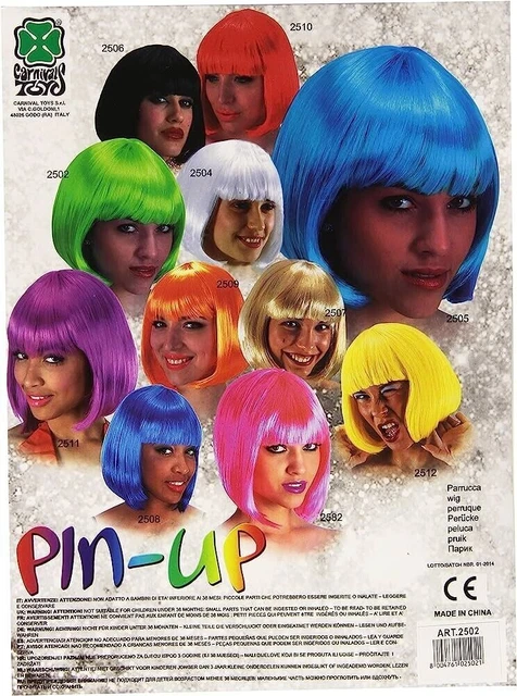 PIN UP RED wig with fringe HELMET MADE ITALY new CARNIVAL PARTY