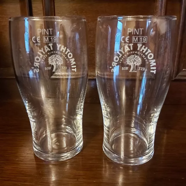 Timothy Taylor's Championship Beers 20oz Tulip Pint Glasses New Old Stock 3