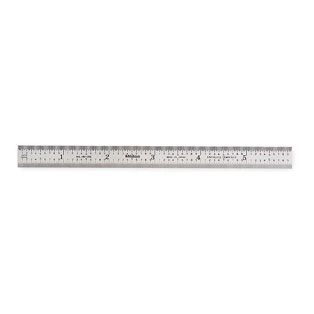 MITUTOYO 182-206 Steel Rule,Rigid,6In,50/100ths/0.5/1mm