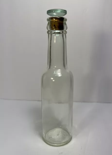 Vintage Clear Glass Apothecary Bottle Jar w/ Glass & Cork Stopper