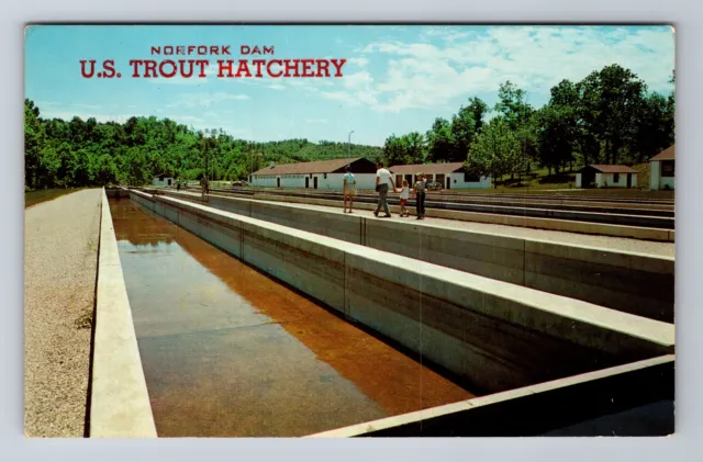 Norfork Dam AR-Arkansas, U.S. Trout Hatchery, Antique Vintage Postcard