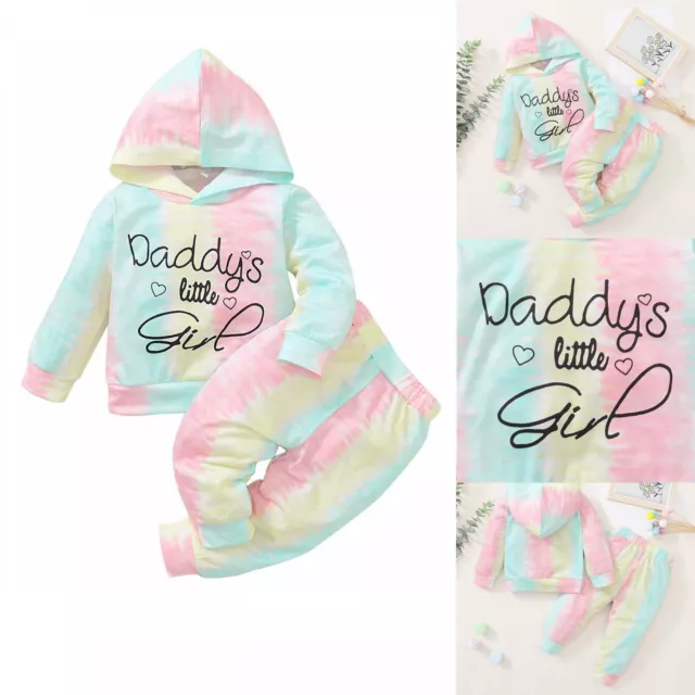 Newborn Baby Girl Clothes Tie Dye Outfits Hooded Top Pants Tracksuit Set