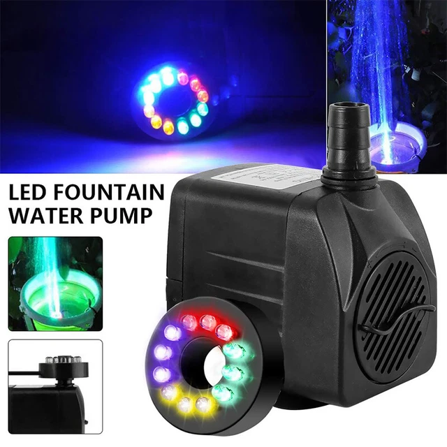 PUMPE FÜR SPRINGBRUNNEN Garten Quellstein Wasserspiel Teich mit LED