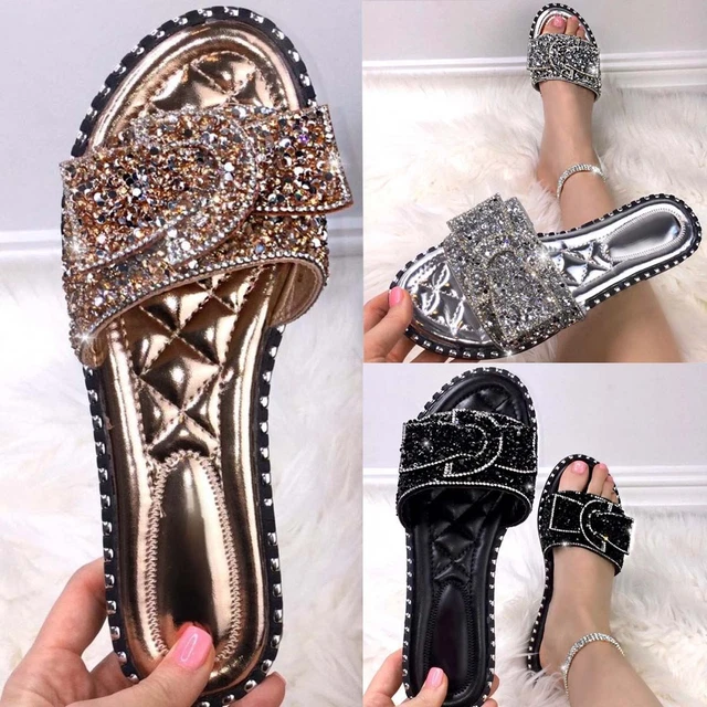 Womens sales diamante sliders