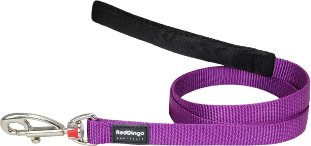 Red Dingo Padded Handle Dog Lead 1.2m Plain, Purple, Large 25mm Lead L Purple