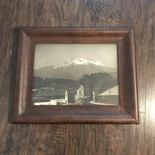 Iztaccihuatl Volcano Mexico Antique Black and White Photo Wood Frame